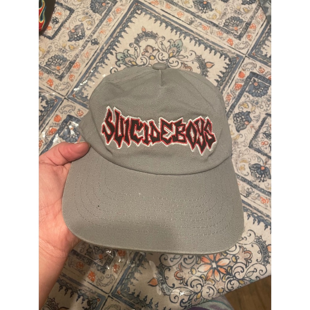 Suicideboys G59 Grey Five Nine Metal Logo Strapback Hat Grey Tour Merch Cap